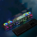 Black rgb gaming keyboard with rgb lighting and sleek modern design featuring wireless bluetooth speaker multimedia functionality