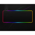 A sleek black rectangular rgb led luminous mouse pad with a vibrant rainbow led light border for gaming