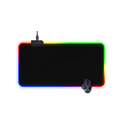Black rectangular rgb led luminous mouse pad with vibrant edge lighting and usb charging port for gaming use