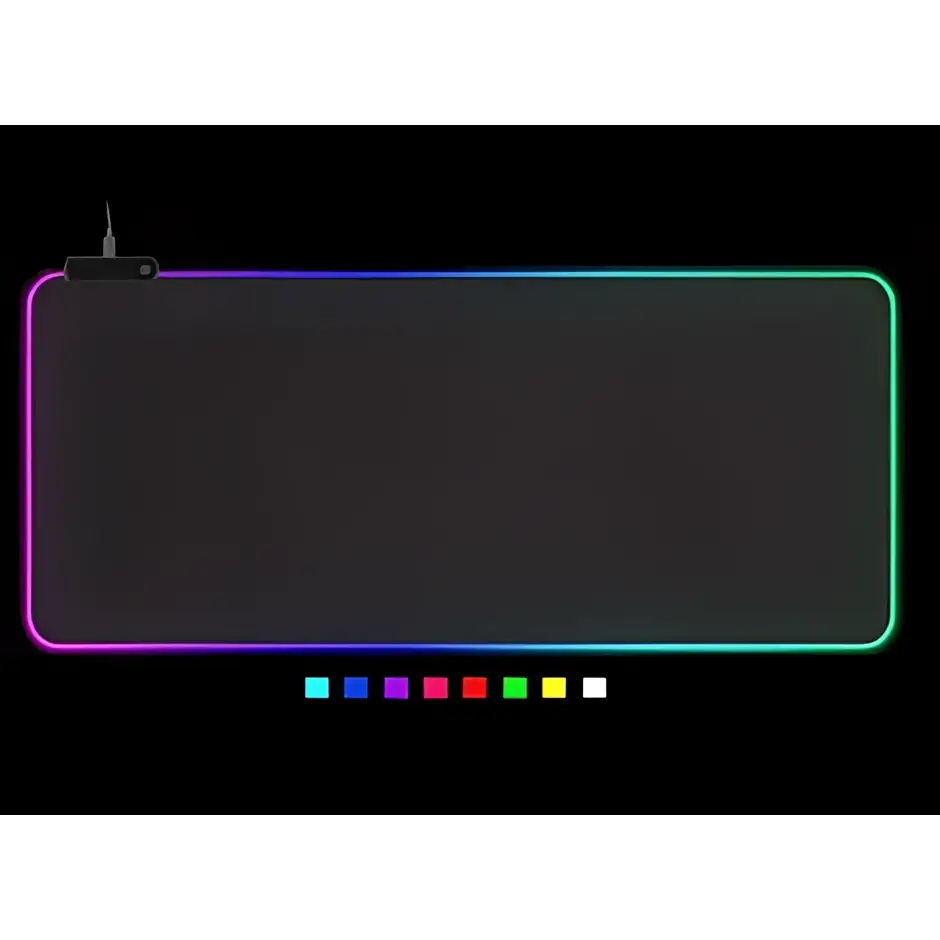 A sleek dark gray rgb led luminous mouse pad with vibrant color-changing edges for gaming use