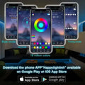 Smartphone app interface showing color wheel and lighting controls for rgb led strip lights tv desktop use