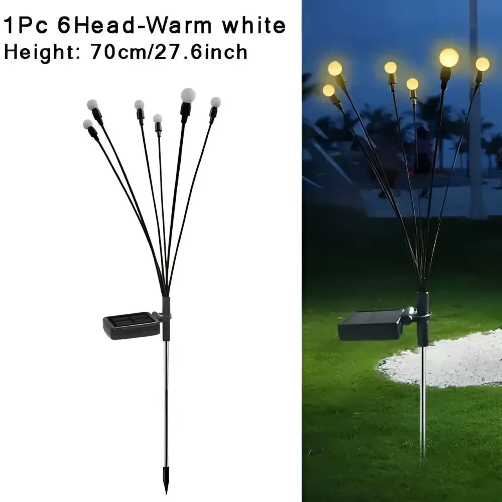 Black solar firefly lights garden stakes with six warm white led heads on slender stems rgb solar firefly design
