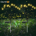 Ellayidoi rgb six head solar firefly lights with black stems and glowing yellow orbs for garden decoration