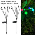 Set of two black rgb solar firefly lights garden stakes with six colorful led heads each for outdoor use