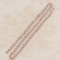 Rose gold-toned rhinestone applique wedding dress waist jewelry with clear marquise crystals in leaf pattern sash