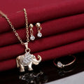 Gold-toned rhinestone elephant necklace with crystal-encrusted body and detailed craftsmanship from yiwu small commodity animal pendants