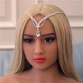A sparkling silver rhinestone headdress featuring a teardrop-shaped crystal drop bridal chain for bridal wear