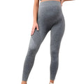 High-waisted gray heathered ribbed maternity leggings with snug belly support high for pregnancy comfort