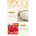A close-up of a pomegranate with vibrant red arils featured in the rice skin rejuvenation skincare set to reduce dark circles