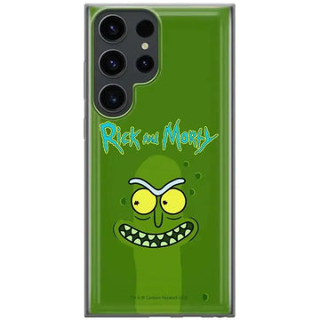 Green transparent thermoplastic polyurethane phone case with cartoon character for morty samsung s23 ultra back side