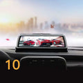 Black-framed road detective k500 rearview mirror with integrated touchscreen streaming dash cam displaying red toyota rav4s