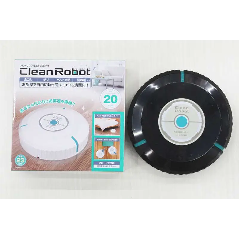 Black circular robot household automatic sweeping machine with teal accents and central control panel labeled clean robot automatic cleaner