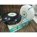 Black and white circular robot household automatic sweeping machine with teal accents and central clean robot panel