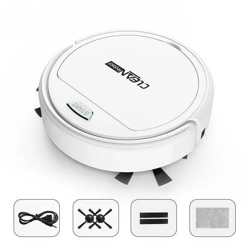 White circular robot lazy home smart mopping machine with sleek design and black side brushes for efficient floor cleaning