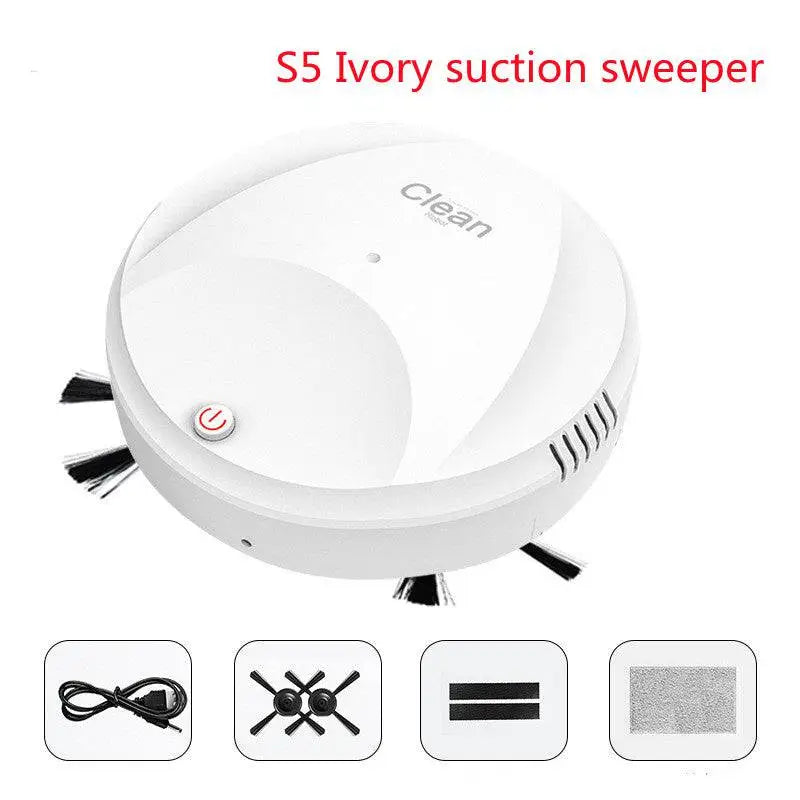 White circular s5 ivory smart mopping machine with black bristles and red power button for efficient floor cleaning