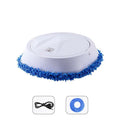 White circular robot lazy home smart mopping machine with blue microfiber cleaning pad for efficient floor cleaning