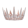 Rose gold crystal big crown wedding headdress adorned with sparkling rhinestones and delicate pearl accents