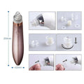 Rose gold electric blackhead vacuum with strong suction circular hole head glass tip and interchangeable attachments for blood circulation
