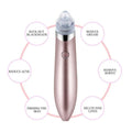 Rose gold electric blackhead vacuum with strong suction featuring a clear circular hole head and silver accent ring for blood circulation