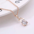 A rose gold korean version bride necklace with a delicate gold-plated butterfly pendant and clear crystal charm