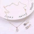 Rose gold korean version butterfly jewelry set featuring gold-plated butterfly pendant with crystal bride necklace and earrings