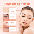 A woman with smooth fair skin touching her face illustrating facial wrinkles using eelhoe rose oil anti-aging facial firming serum