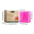 A vibrant pink translucent rectangular rose soap bath bar with a glossy marbled texture that relieves physical discomfort