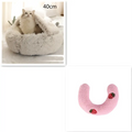 Pink round plush warm cat bed pet made of faux fur with a strawberry-themed design for cozy comfort