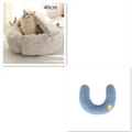 Soft gray plush cat bed pet with cozy rounded design and golden button detail in a pink round plush faux fur style