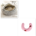 Gray plush cat bed pet with soft faux fur lining and strawberry appliqués for pink round plush warm cat bed pet