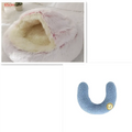Soft pink and cream faux fur cat bed pet with a pink round plush and cozy rounded design for warmth and comfort