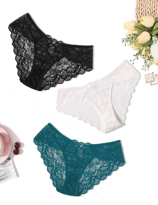 Avidlove Lace Underwear for Women Sexy Hipster Panties Sheer Cheeky Bikinis 3 Packs-3 XXL - Royalessencelux