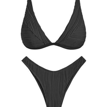 ZAFUL Women Bikini Set Bikini Back Clasp Bathing Suit with Bottoms Adjustable Straps Bikini with Bottom Black Medium - Royalessencelux