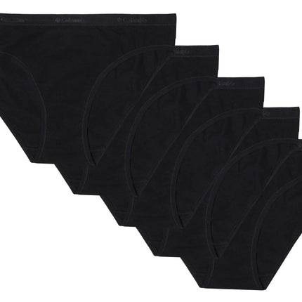 Columbia Sports Womens 4-Way Stretch Cotton Bikini 5-Pack Black X-Large - Royalessencelux