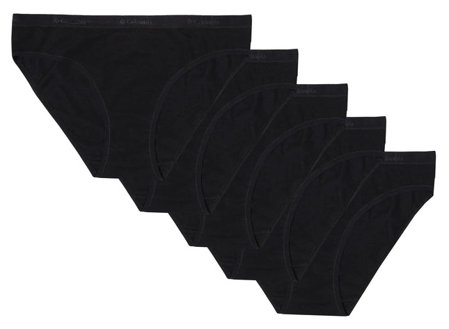 Columbia Sports Womens 4-Way Stretch Cotton Bikini 5-Pack Black X-Large - Royalessencelux