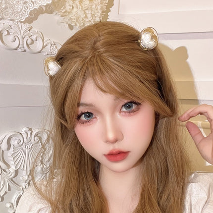 High-grade Girly Style Light Luxury Delicate Bead-set Diamond Love Pearl Cute Trumpet Loose Clip Head Clip Grip - Royalessencelux