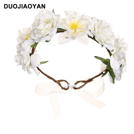 Artificial Fabric Colorful Rose Flower Garland Hair Accessories - Royalessencelux