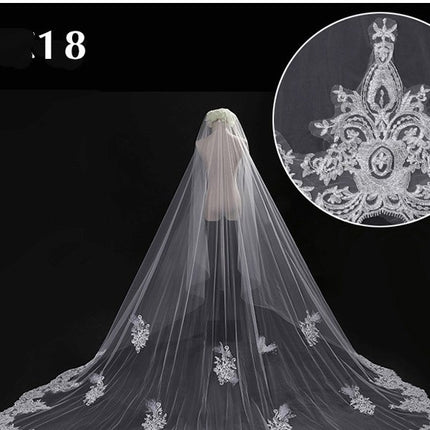 Bridal Wedding Dress Long Tail Luxury Super Fairy Wedding Veil - Royalessencelux
