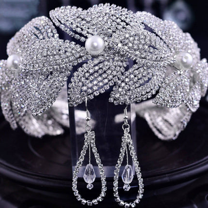 Rhinestone Leaf Handmade Headband Bridal Wedding Headdress - Royalessencelux