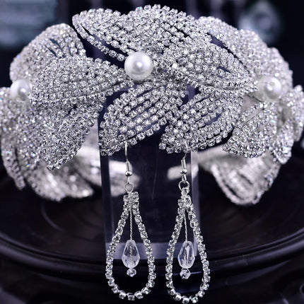 Rhinestone Leaf Handmade Headband Bridal Wedding Headdress - Royalessencelux