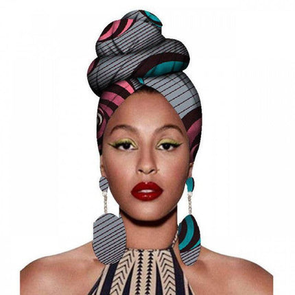 Fashion African Headscarves And Earrings 2 Pieces Of Women's African Clothing Headwear Headbands - Royalessencelux