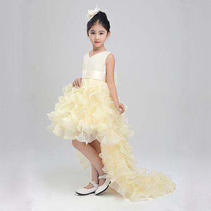 Girls dress wedding flower girl dress skirt child Princess Dress Costume skirt tail 888 piano - Royalessencelux