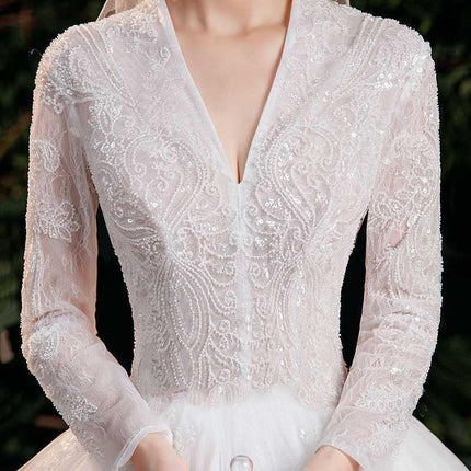 Bridal Temperament Trailing Long Sleeves - Royalessencelux