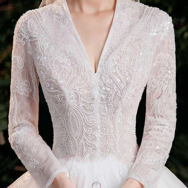 Bridal Temperament Trailing Long Sleeves - Royalessencelux