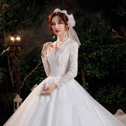 Bridal Temperament Trailing Long Sleeves - Royalessencelux