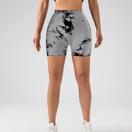 3 PACK Tie Dye Active Wear Shorts, Women Workout Shorts, High Waisted Contour Gym Yoga Biker Shorts, V Back Booty Biker Workout Gym Running Shorts - Royalessencelux