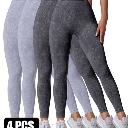 4 Pieces Scrunch Butt Lifting Workout V Back Leggings - Royalessencelux