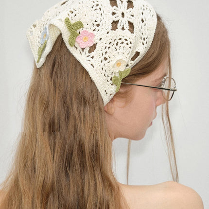 French Style Triangular Binder Retro Headcloth Knitted Headdress Photo - Royalessencelux