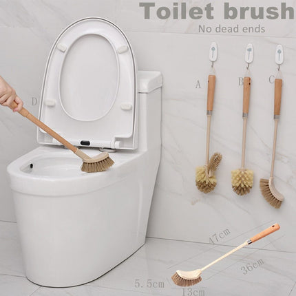 Wooden Household Handle Toilet Brush Cleaning Tools Bathroom Cleaning Brush Kitchen Floor Cleaner Brushes - Royalessencelux
