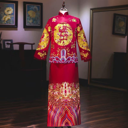 Bridal Slimming Toast Dress Plus Size Chinese Wedding Dress Formal Attire  Horse Face Skirt - Royalessencelux